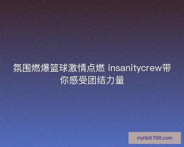 氛围燃爆篮球激情点燃 insanitycrew带你感受团结力量